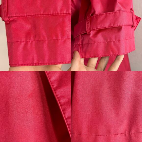 Vintage Hot Pink Belted Trench Coat Belted Worthington Halloween Size 12 - Picture 5 of 8